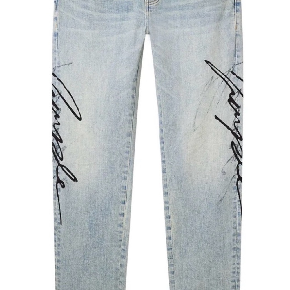Purple brand P001 Double Script Men's Light Blue Jeans with Black Script